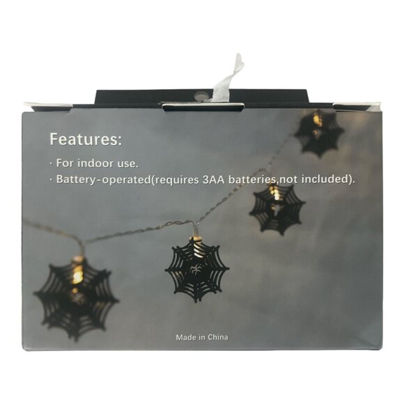 Halloween Pumpkin Horror Spiderweb 10 LED String Lights Battery Operated - Picture 3 of 3